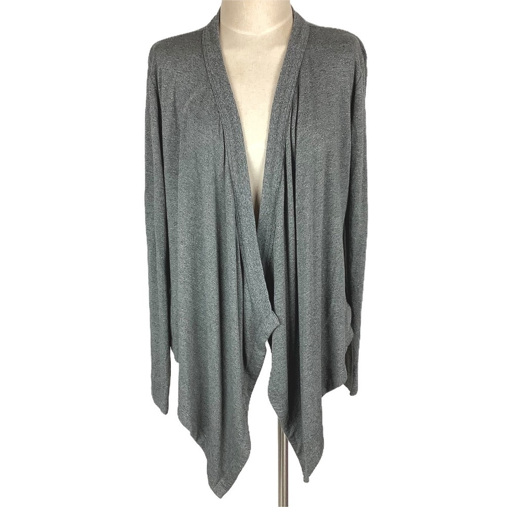 Lou & Grey Womens Gray Waterfall Drape Open Jumper Cardigan Sweater Wrap Sz Med